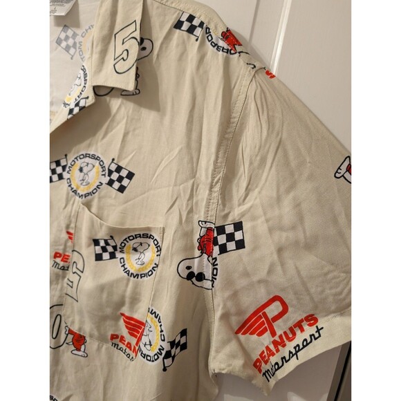 Peanuts Snoopy Motorsport Champion Shirt L 50th Anniversary Racing Button Up - Picture 5 of 13